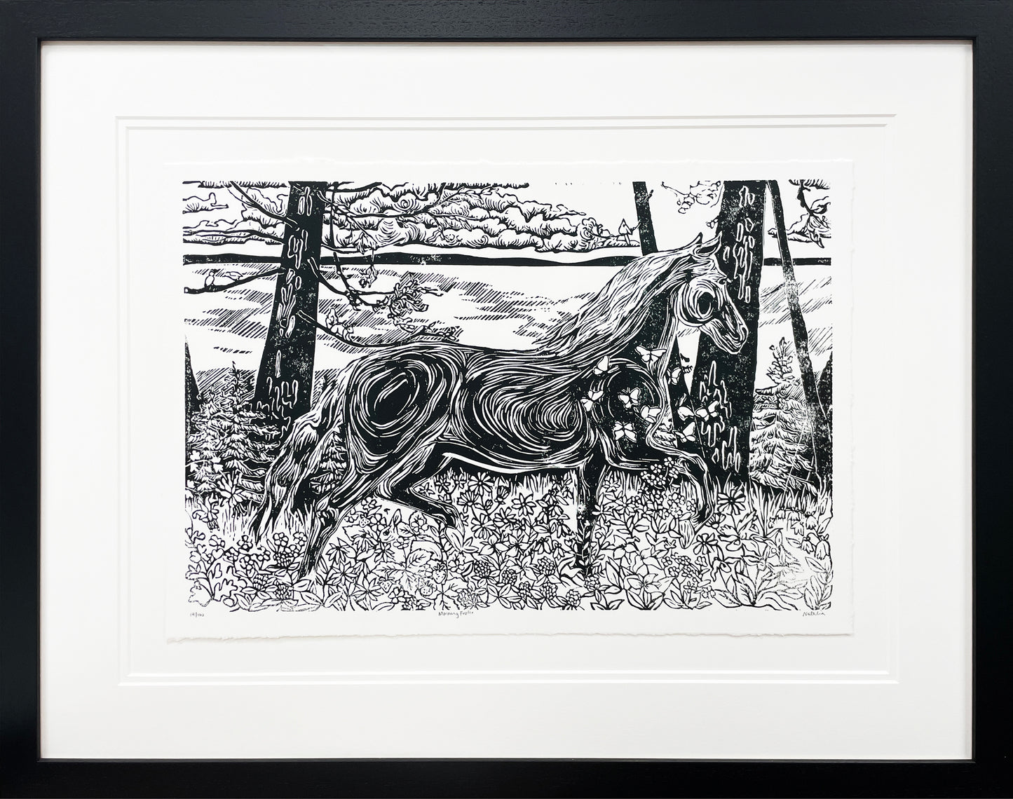 Morning Frolic Original Block Print - Special Edition A