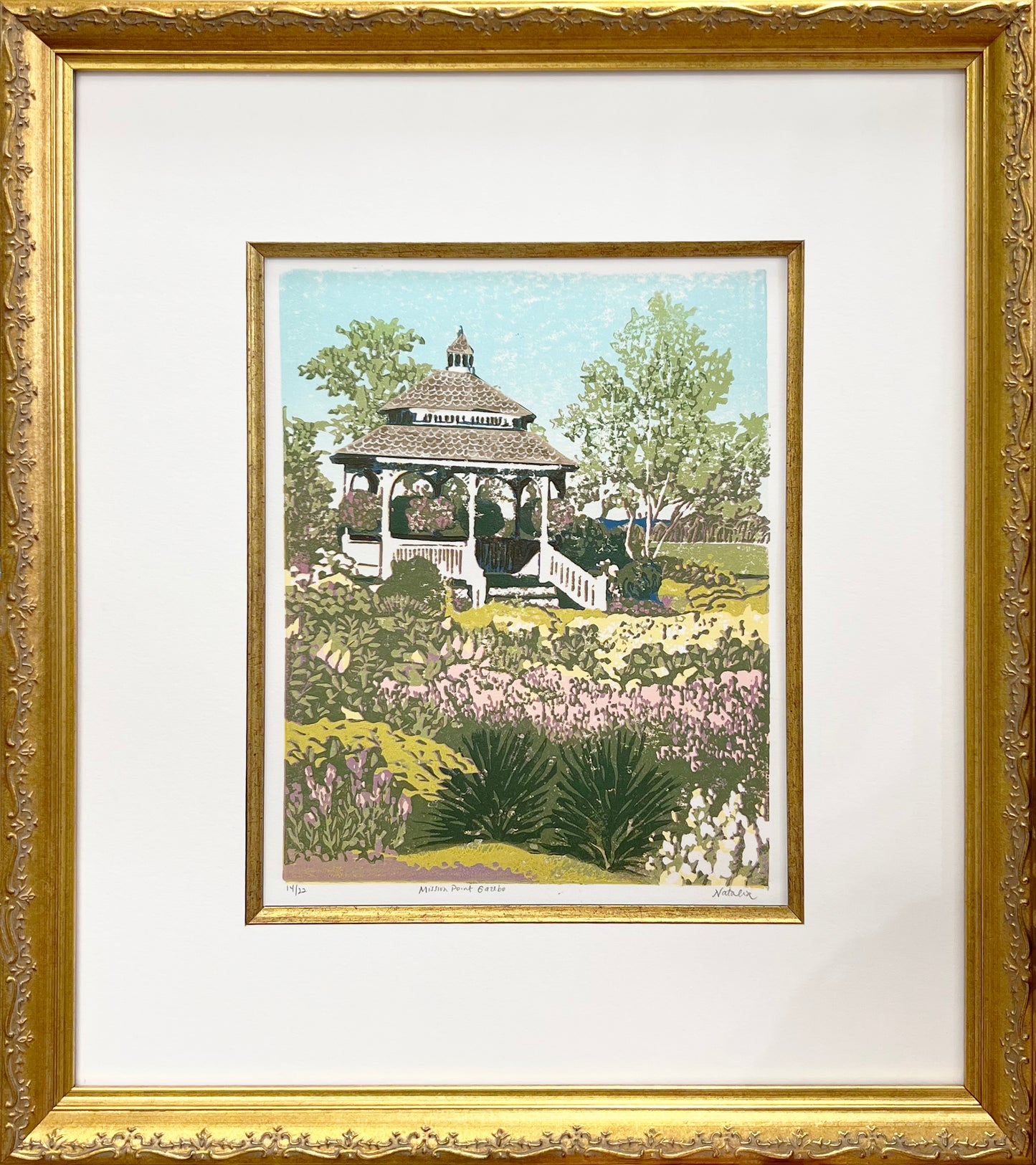 Mission Point Gazebo Original Block Print