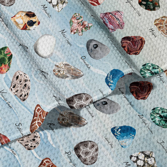 A to Z Rocks and Fossils Double Sided Waffle Dish Towel