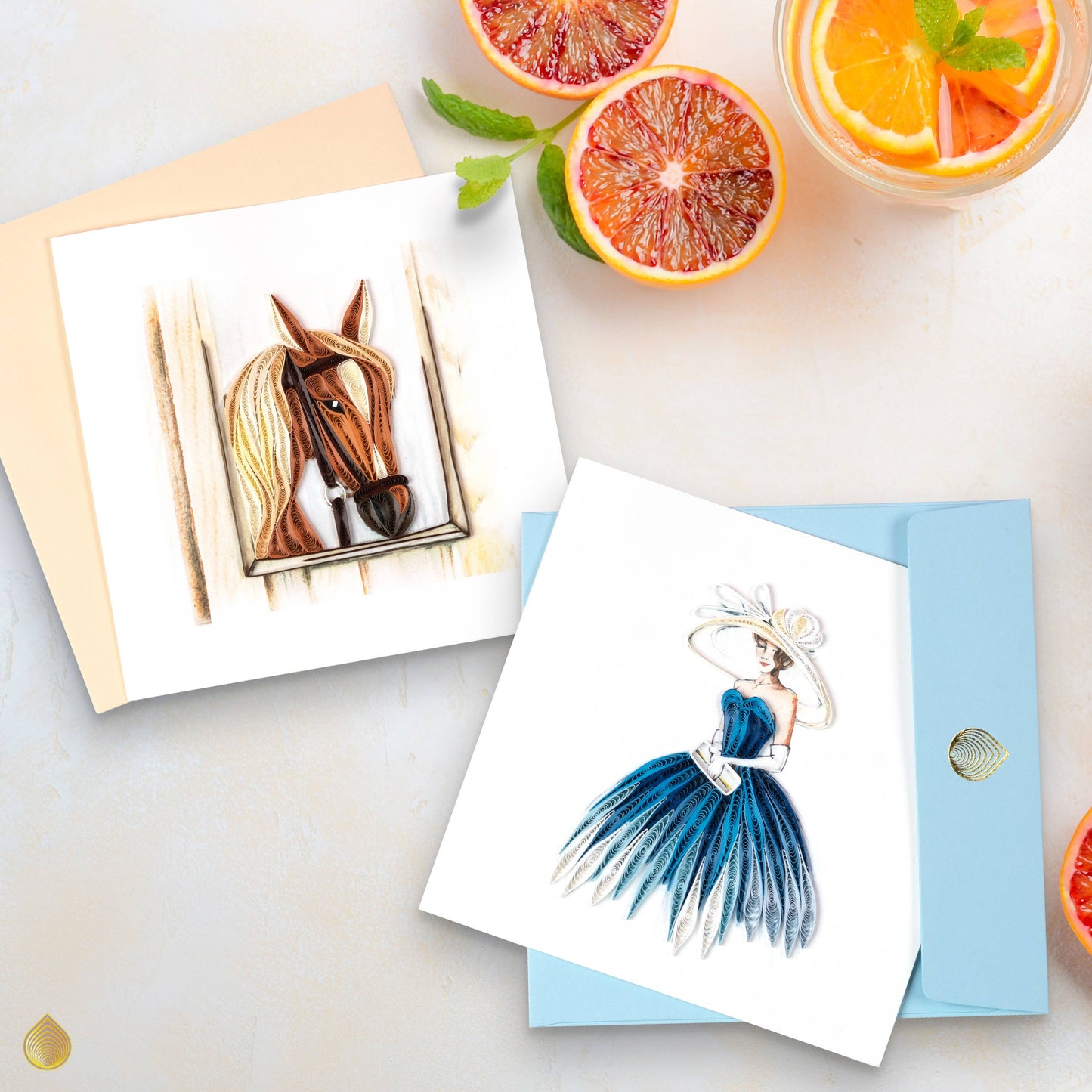 Quilled Horse in Stable Card