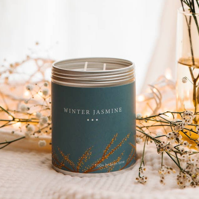 Winter Jasmine Large Soy Candle Tin hand poured in Michigan by Kalamazoo Candle Co.