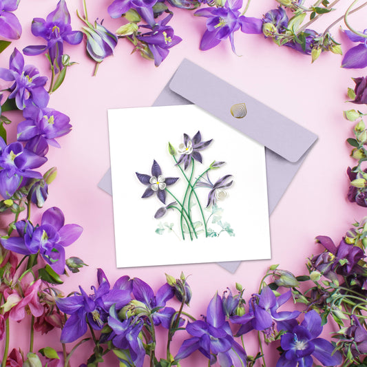 Columbine Flowers Quilling Card