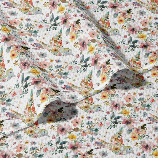 Floral Hummingbird Double Sided Waffle Dish Towel