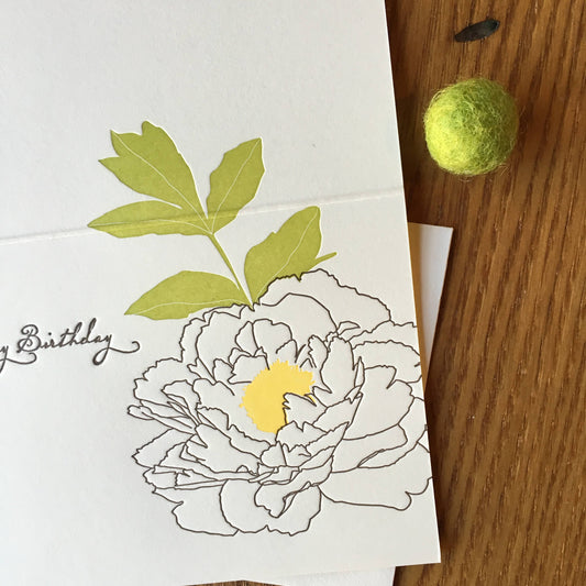 Happy Birthday Letterpress Card with Peony
