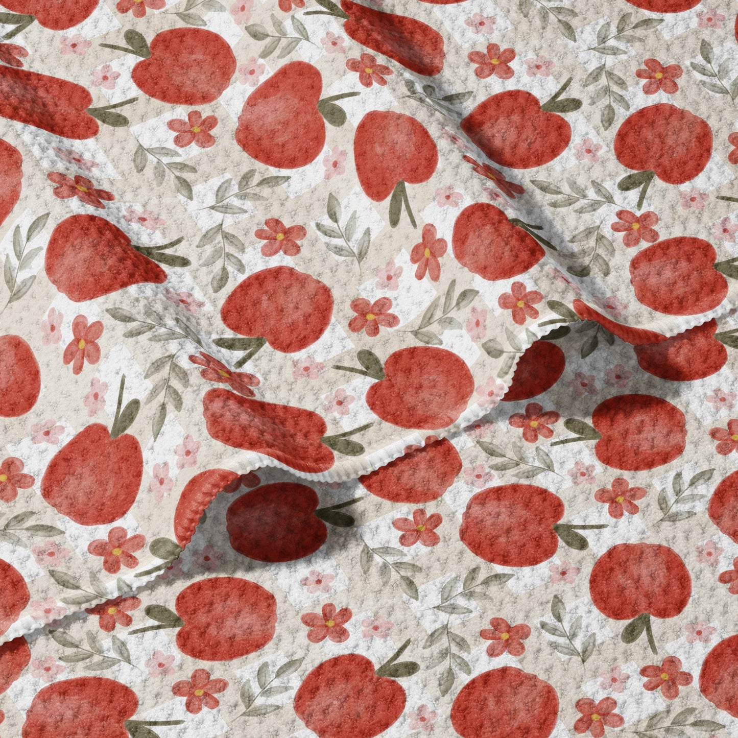 Plaid Apple Sided Waffle Dish Towel