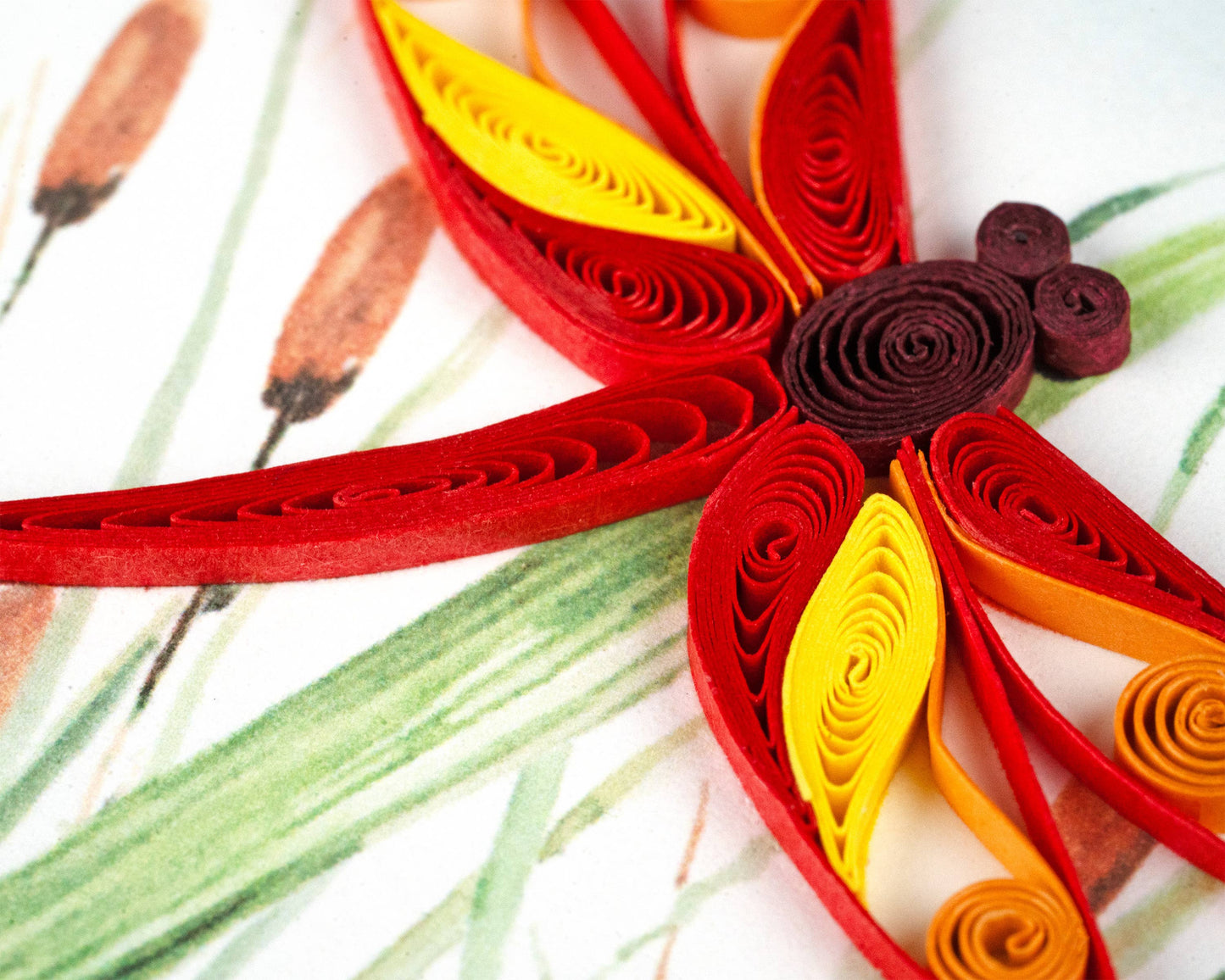 Red Dragonfly & Cattails Gift Enclosure Mini Card