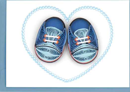 Quilled Gift Enclosure Mini Card - Blue Baby Booties