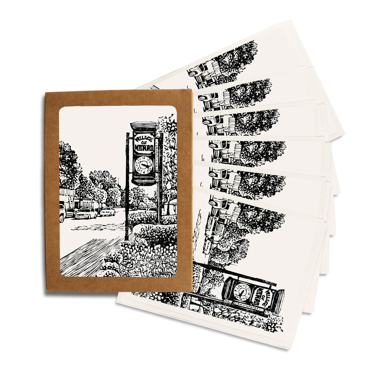 Milford Clock greeting card by Natalia Wohletz of Peninsula Prints.