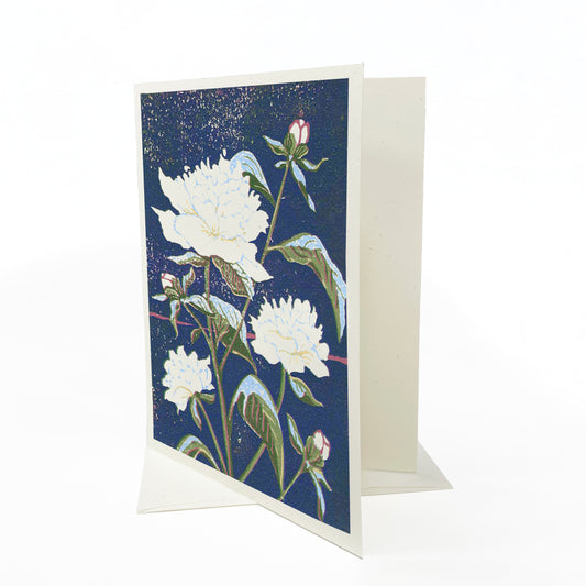 Peonies greeting card by Natalia Wohletz of Peninsula Prints.