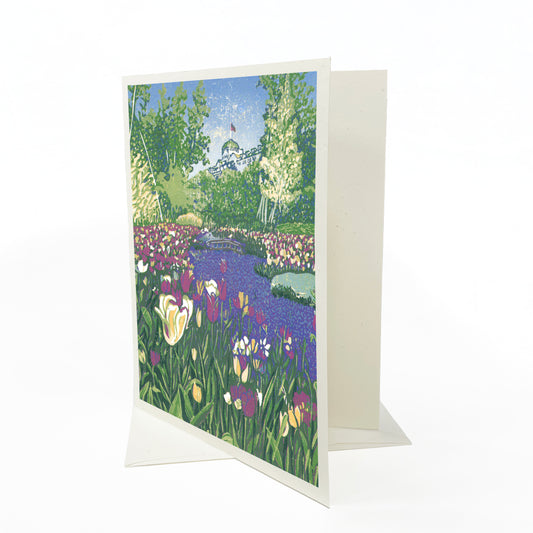 The Secret Garden River Blank Greeting Card by Natalia Wohletz of Peninsula Prints. A Grand Hotel, Mackinac Island card.