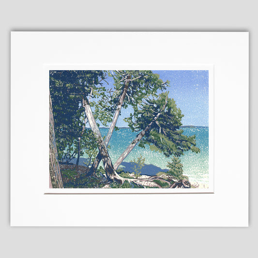 Cedar Beach Original Block Print