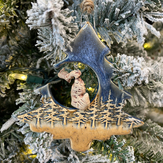 Dangling Michigan Map Tree Ornament by Jeanne DeHaan.