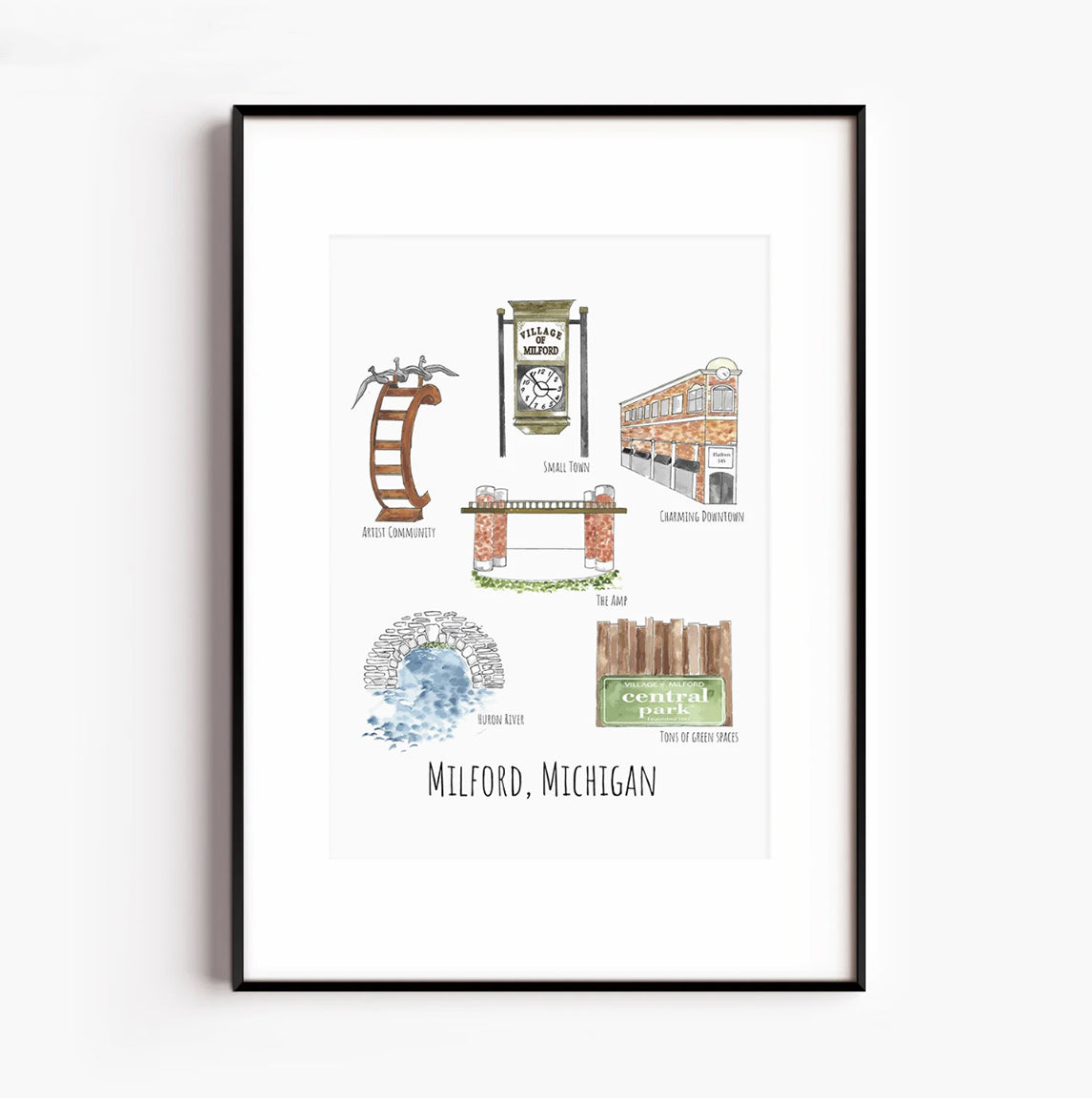 Meet Me in Milford by Abigail Powers, 8” x 10” in. Art Print. 