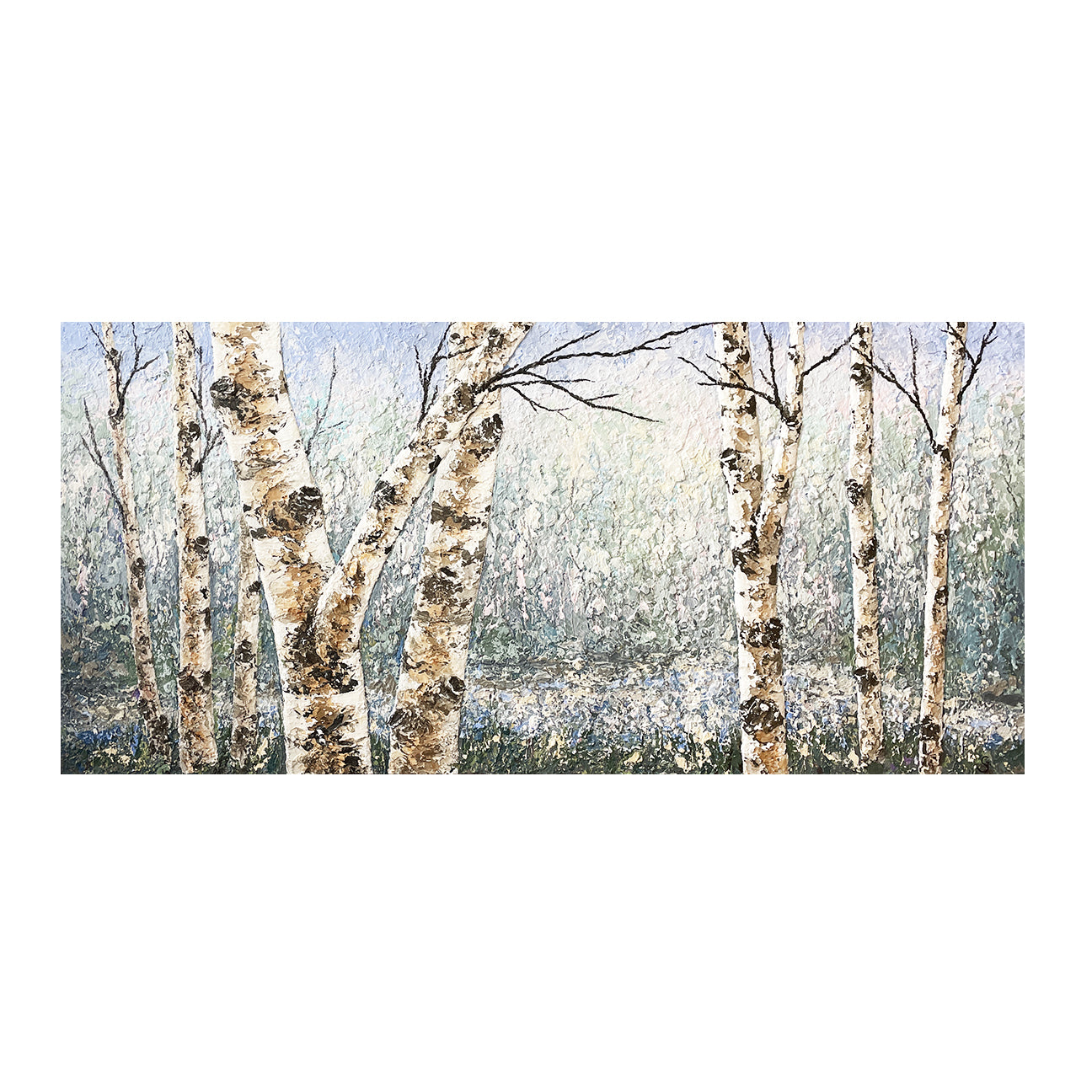 Morning Birch Acrylic Painting by Michigan artist Gerd Schmidt.