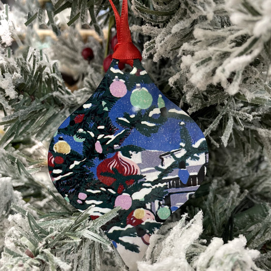 Ornament - Tapered Small Town Christmas featuring artwork by Natalia Wohletz of Peninsula Prints.