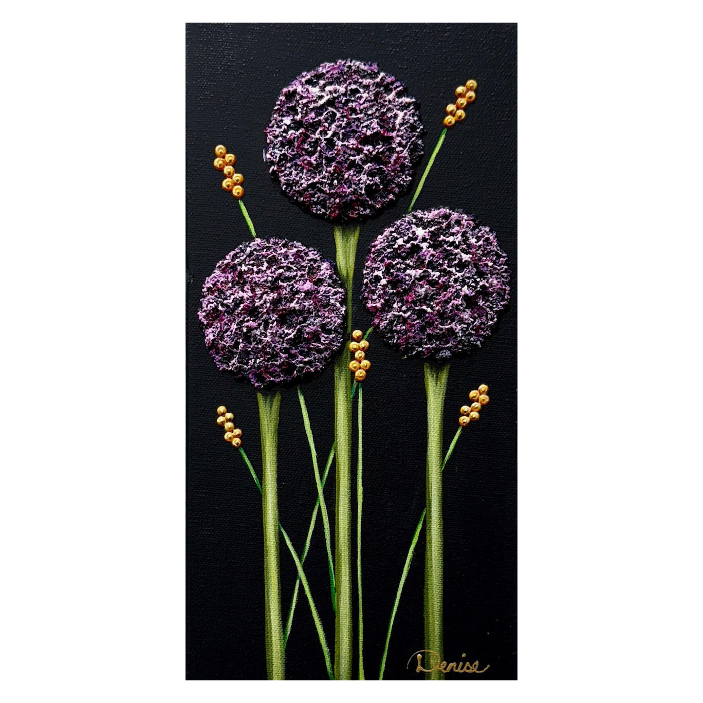 Purple "Petite Blooms" contemporary floral original paintings by Michigan artist Denise Cassidy.