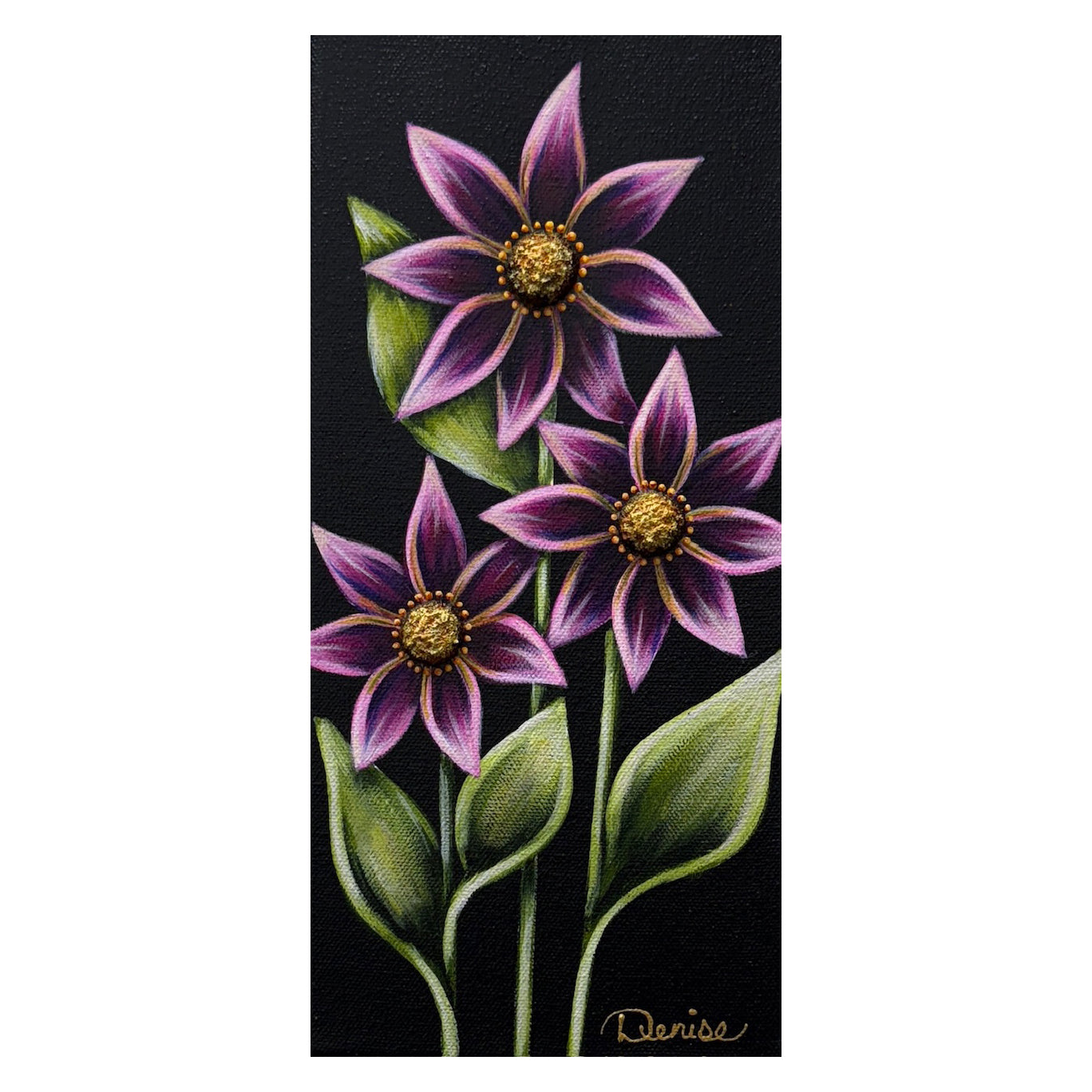 "Petite Blooms" contemporary floral original paintings by Michigan artist Denise Cassidy.