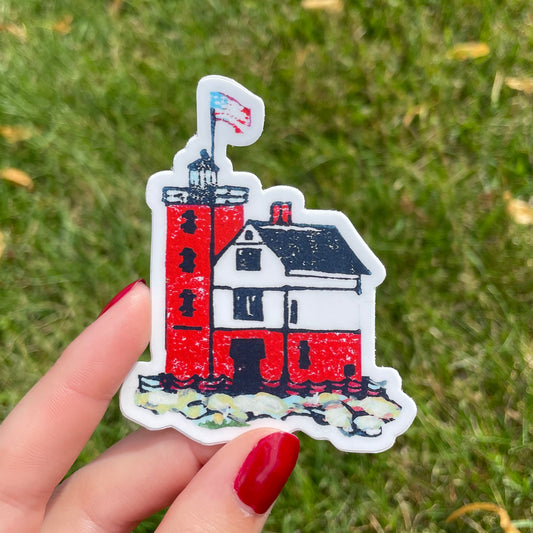 Round Island Light Vinyl Sticker