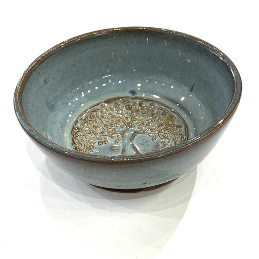 Tree of Life Bowl - Lake Blue Glaze