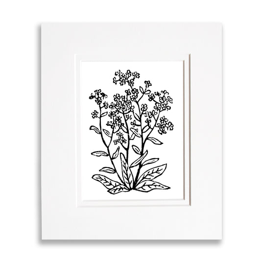 Forget Me Nots Wildflower Original Block Print