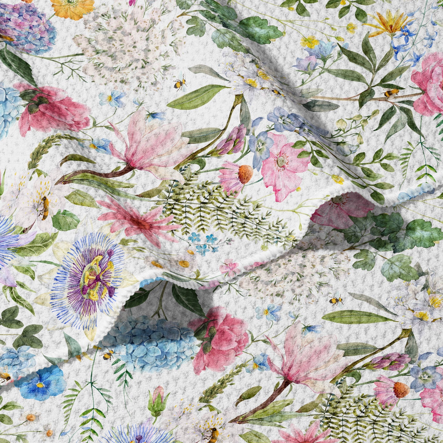 Watercolor Wildflowers Double Sided Waffle Dish Towel