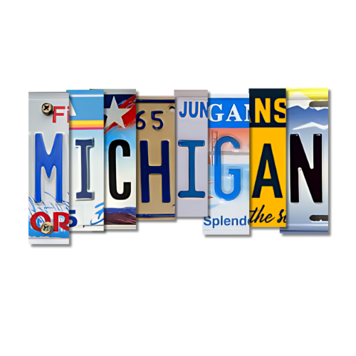 Michigan License Plates Die Cut Sticker