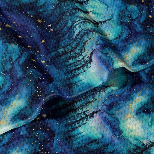 Magical Aurora Borealis Forest Double Sided Waffle Dish Towel