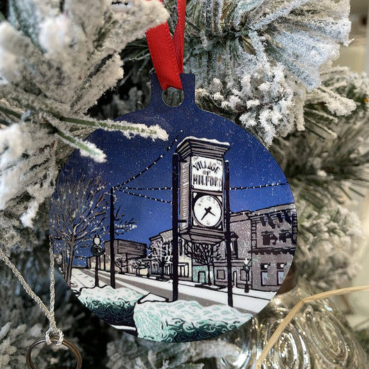 Milford Lights Metal Christmas Ornament by Natalia Wohletz of Peninsula Prints.