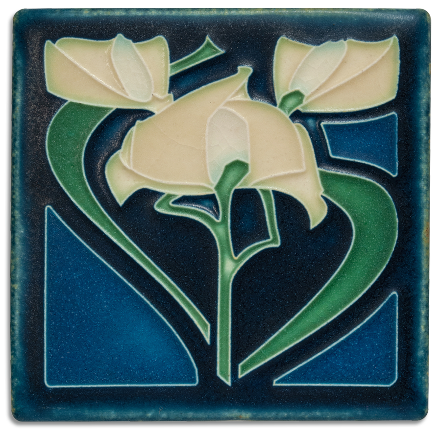 A gorgeous Arts Crafts floral motif art tile to add to your Motawi collection! Each art tile is handmade in Ann Arbor, Michigan.