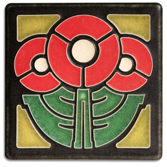 Round Flowers 4x4 art tile by Motawi