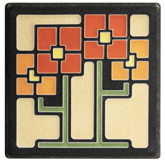 4x4 art tile titled Square Flowers by Motawi