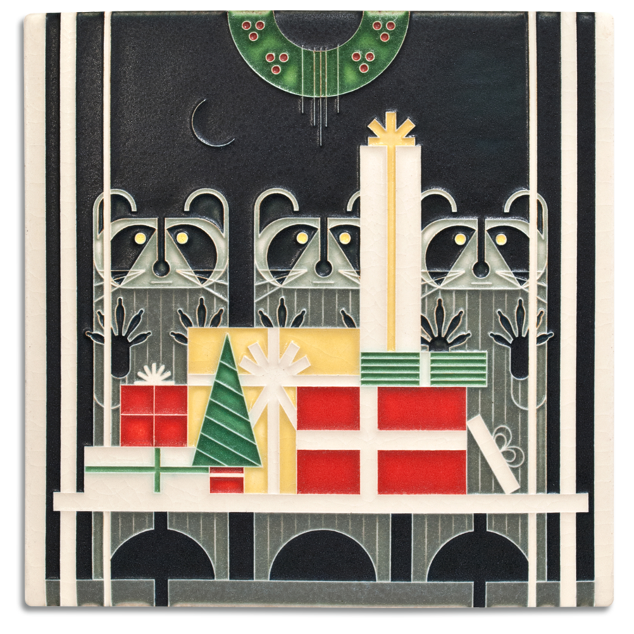 Handmade in Ann Arbor, Mich. Mid-century modern meets Motawi mastery in these tiles based on the work of celebrated wildlife artist Charley Harper (1922-2007), a self-described "minimal realist."