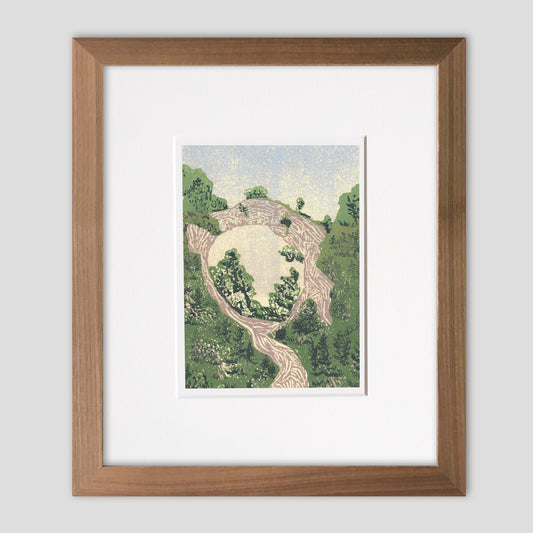 Arch Rock From Below #2 Original Block Print. Mackinac Island art by Natalia Wohletz of Peninsula Prints.