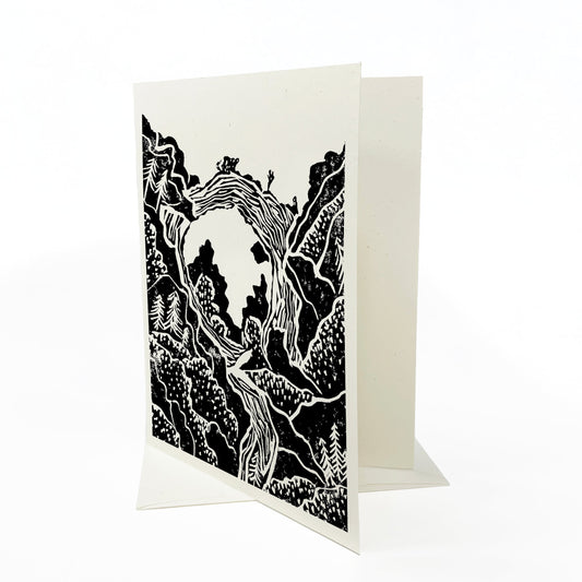 A casually elegant card featuring Mackinac Island art by Natalia Wohletz titled Below the Arch.