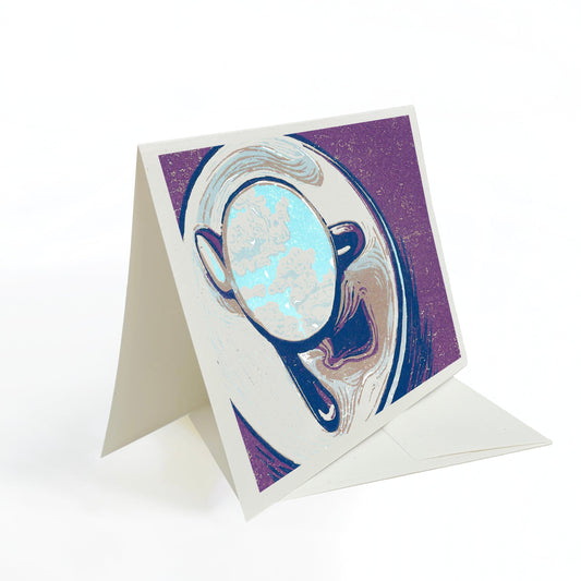 A casually elegant card featuring coffee shop inspired art by Natalia Wohletz titled Clouds in My Coffee.