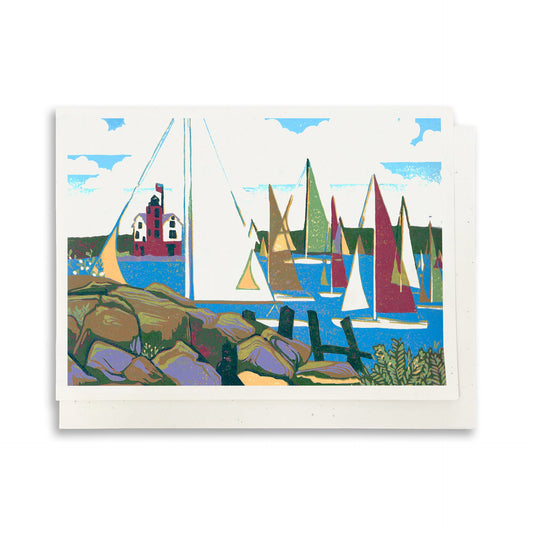 Yacht Race greeting card by Natalia Wohletz, Peninsula Prints.