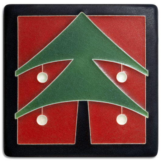Christmas Tree 4x4 art tile by Motawi. Handmade in Michigan.