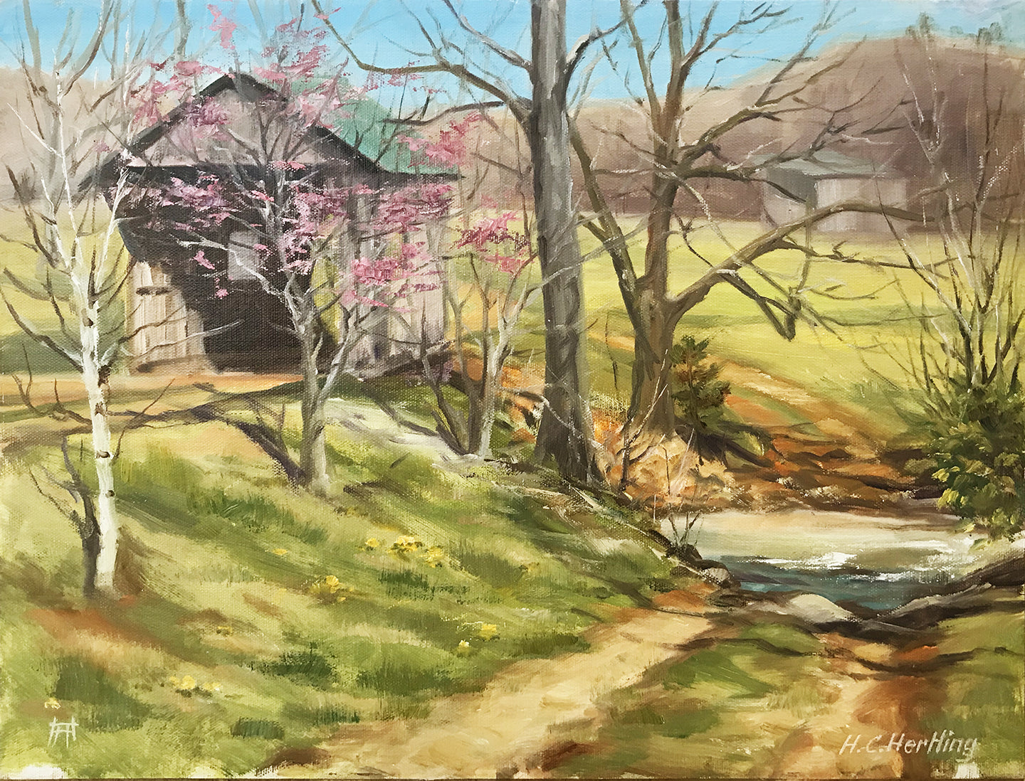 Covered Bridge - Oil Painting