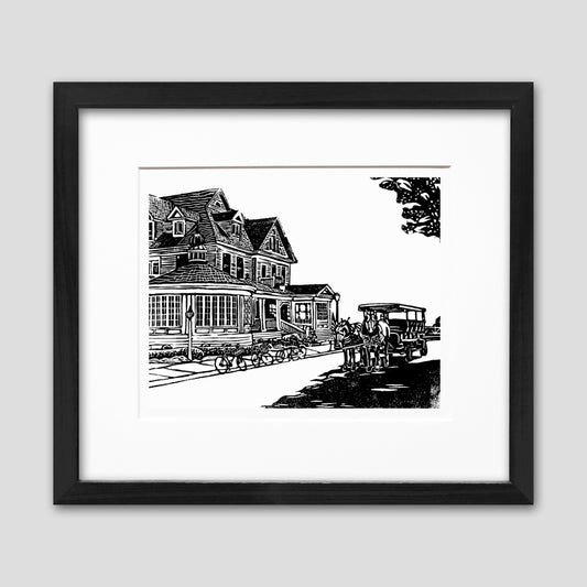 Mackinac Island art by Natalia Wohletz of Peninsula Prints titled Hotel Iroquois.