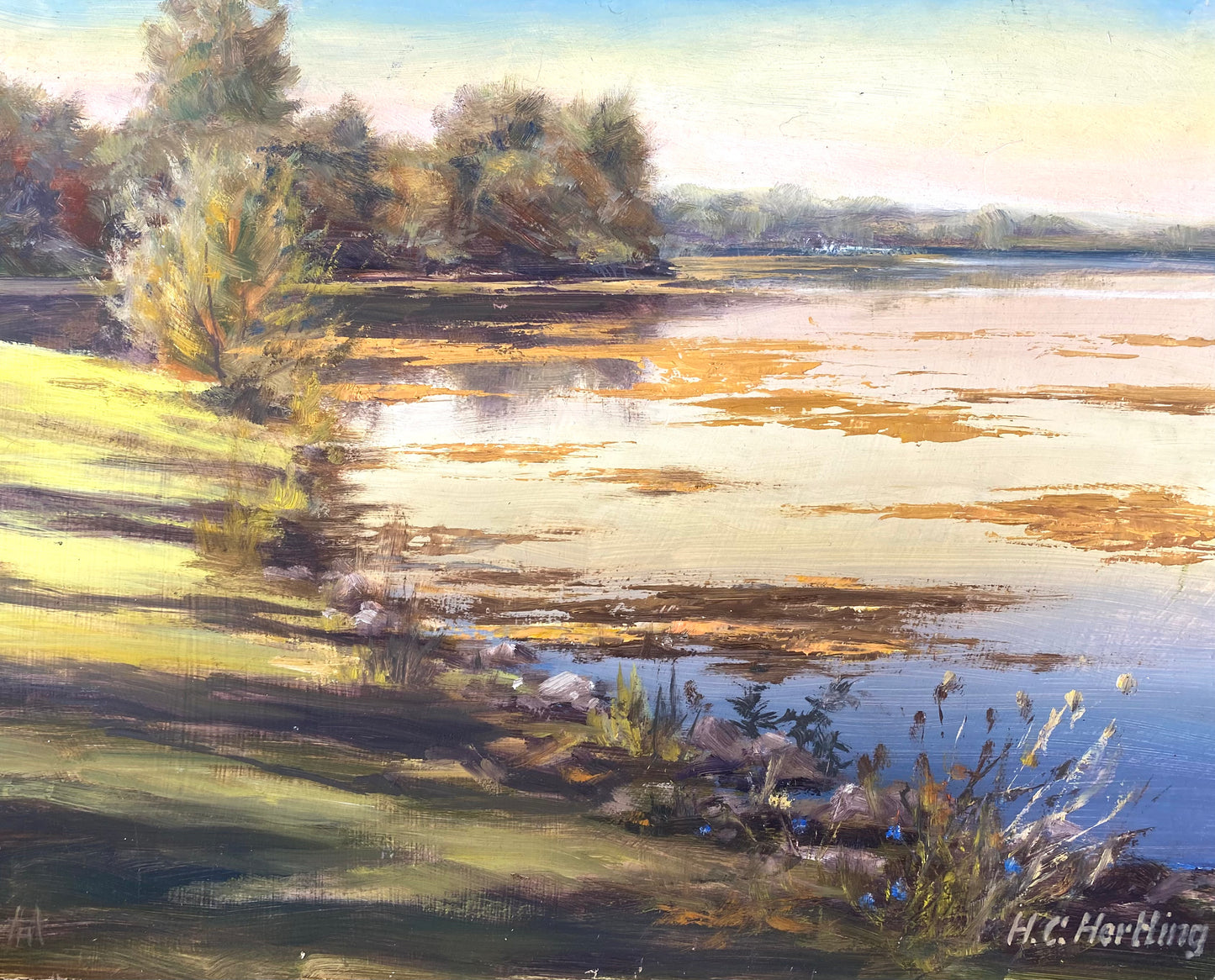 algae bloom Heiner Hertling Oil Painting Plein Air
