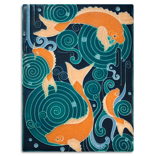 Koi Pond Turquoise – 6x8 art tile