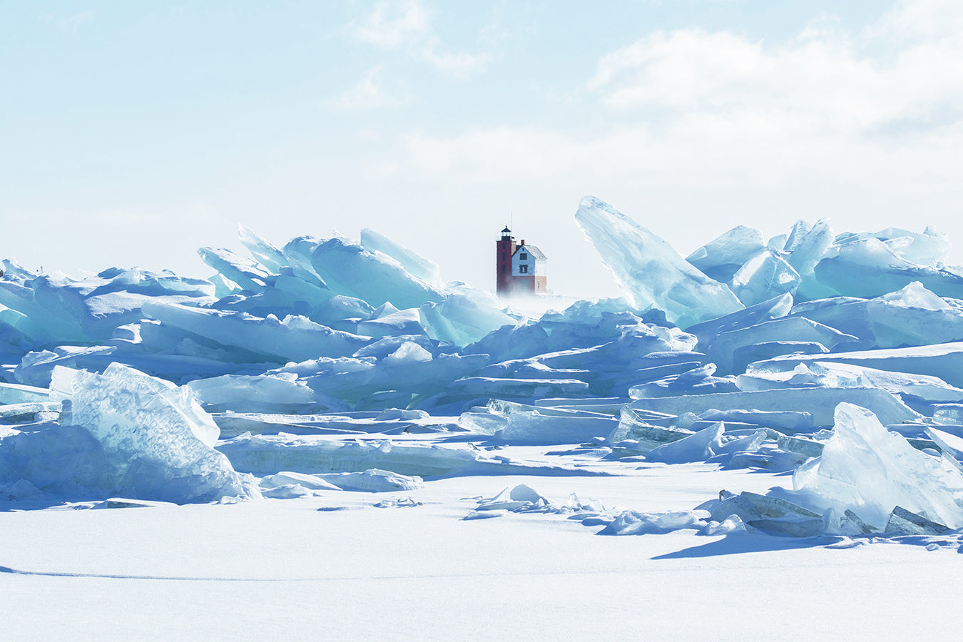 Mist Over Blue Ice Photograph on Metal