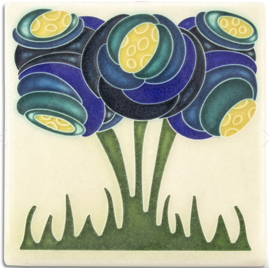 Bring in the spring with Zoom Blooms, a zoomy 6x6 floral. Handmade by Motawi in Ann Arbor, Michigan.