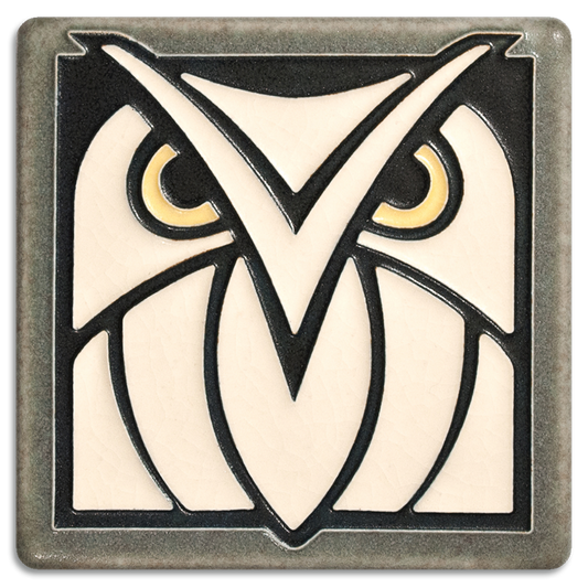 Owl – 4x4 grey white art tile