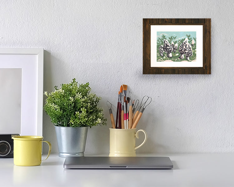 Morel Mushrooms Original Block Print