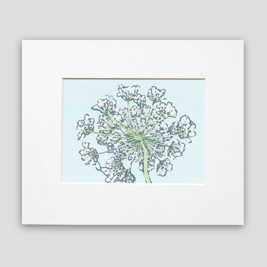 Queen Anne's Lace art by printmaker Natalia Wohletz of Peninsula Prints featuring the wildflower growing on Mackinac Island.