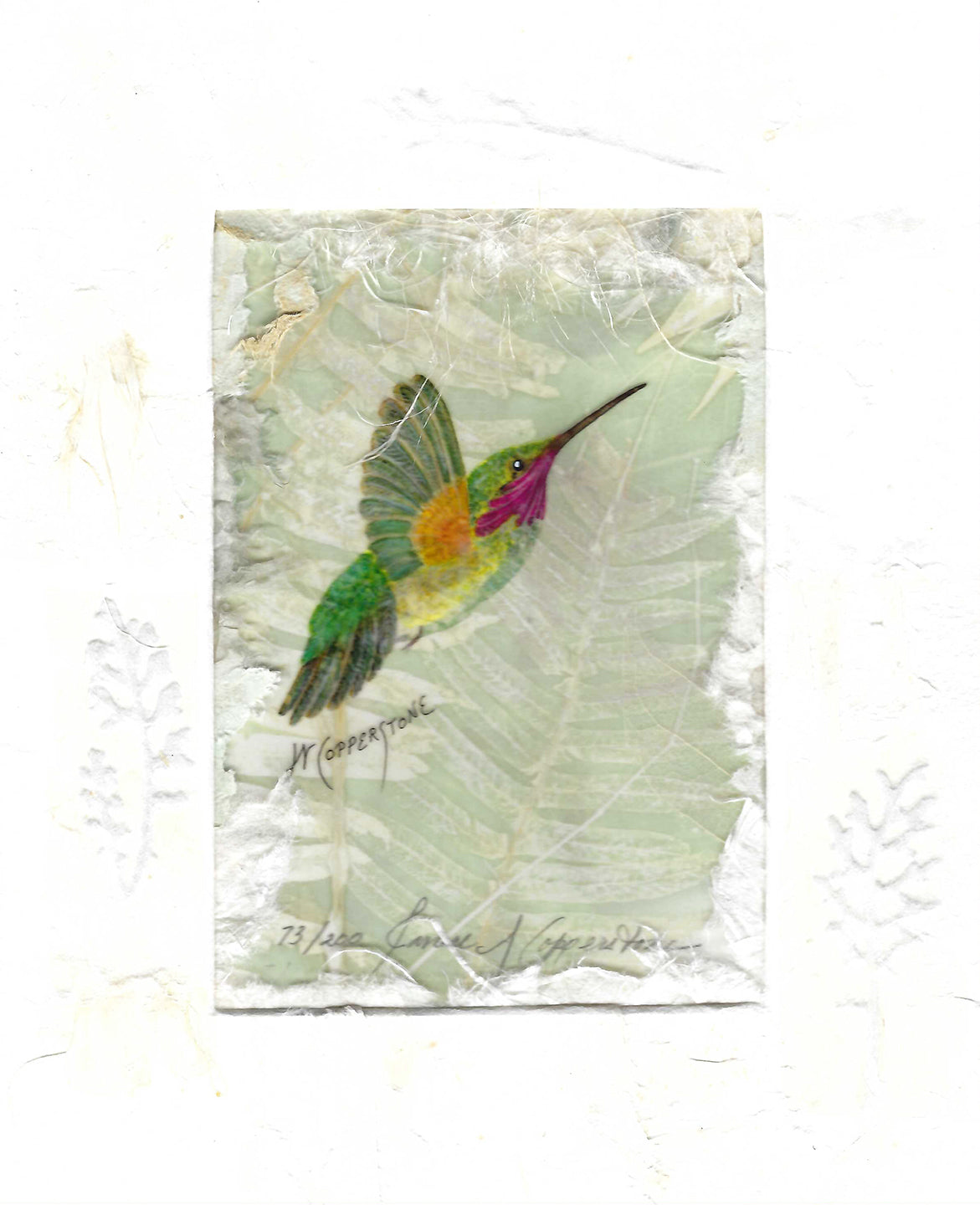 Hummingbird mixed media fine art print by Janice A. Copperstone of Milford, Mich.
