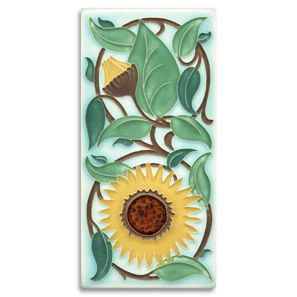 Light Blue Sunflower 4x8 #4892 by Motawi.