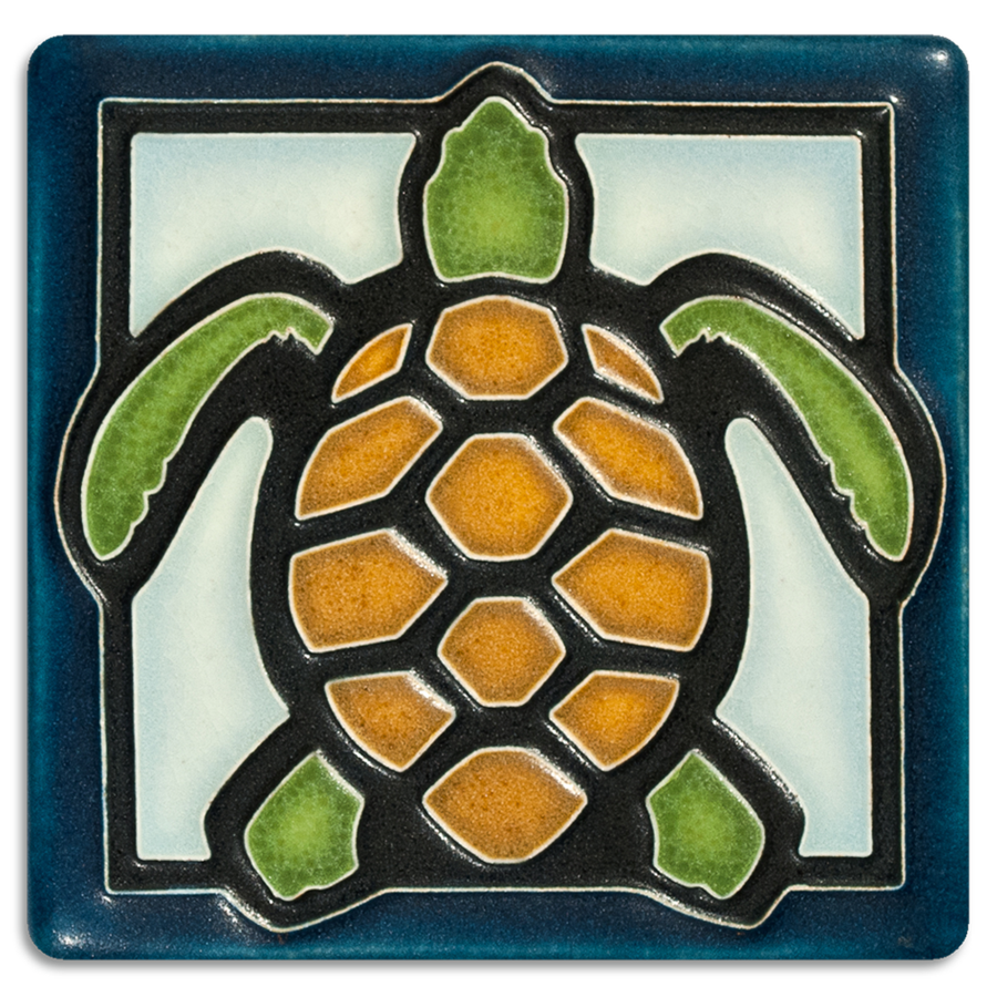 Turtle (Light Blue) – 4x4 art tile cube frame
