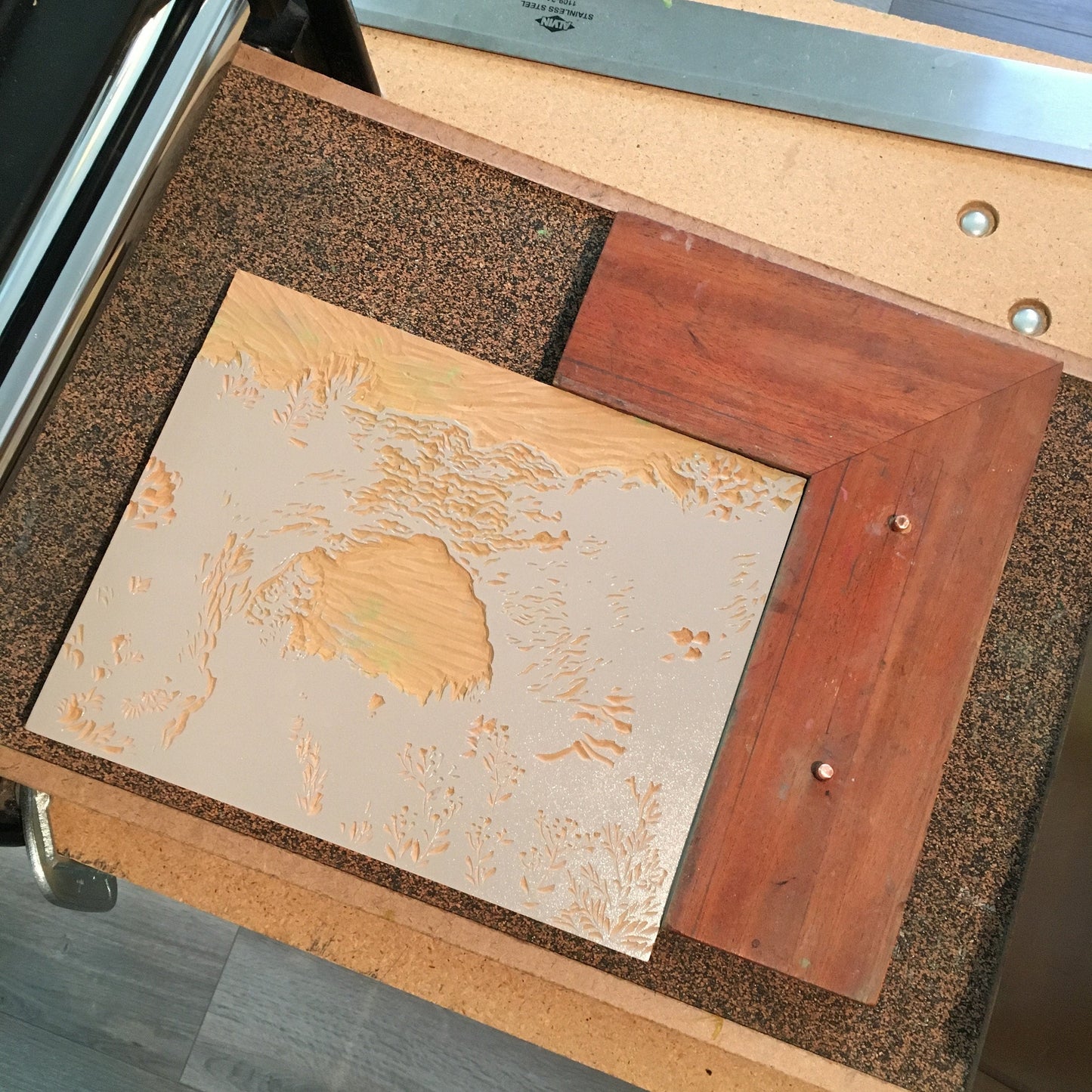 Arch Rock's Shadow Original Block Print. Contemporary Mackinac Island art by Natalia Wohletz of Peninsula Prints.